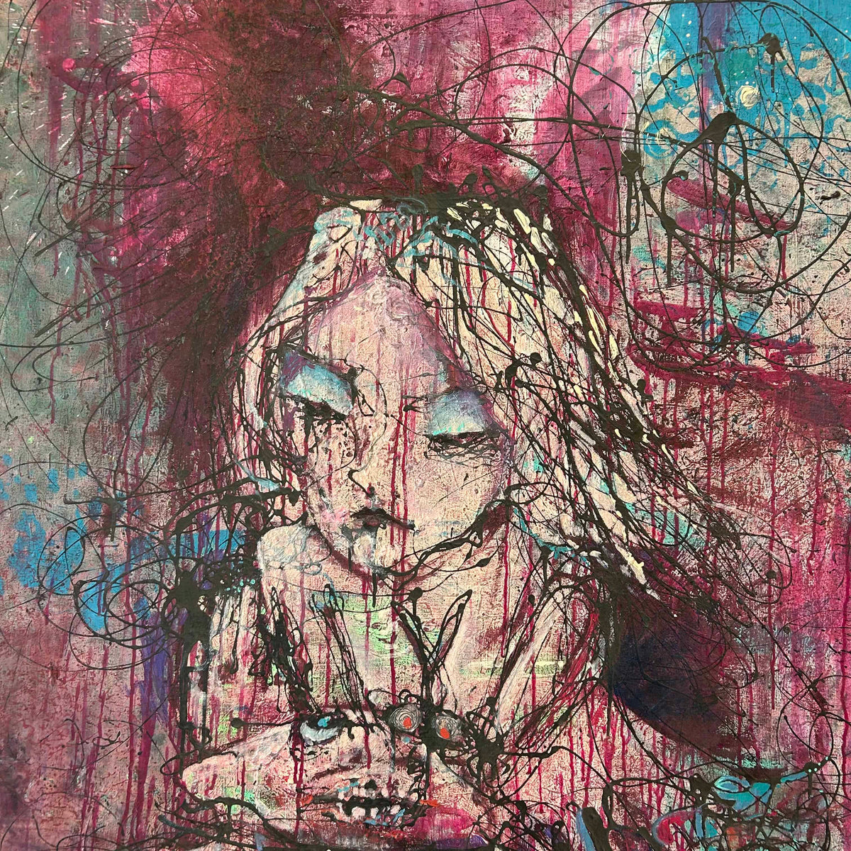 Large Colorful Painting of Woman