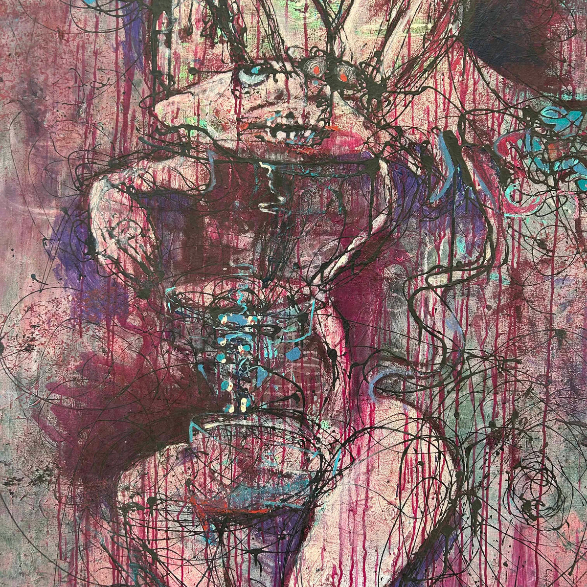 Large Colorful Painting of Woman