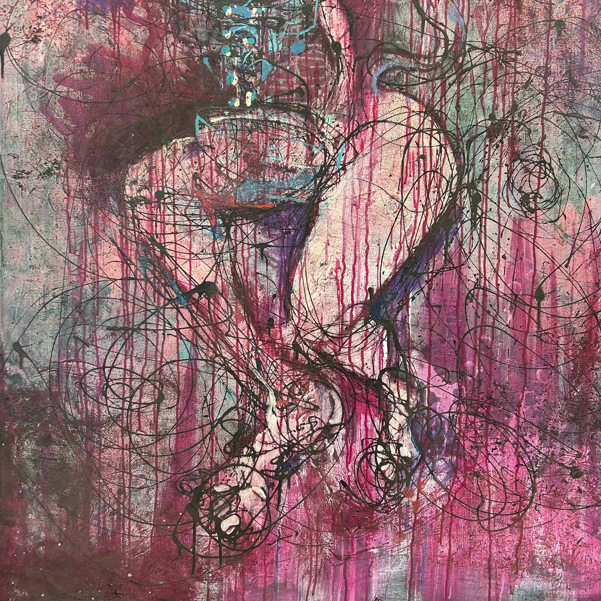 Large Colorful Painting of Woman