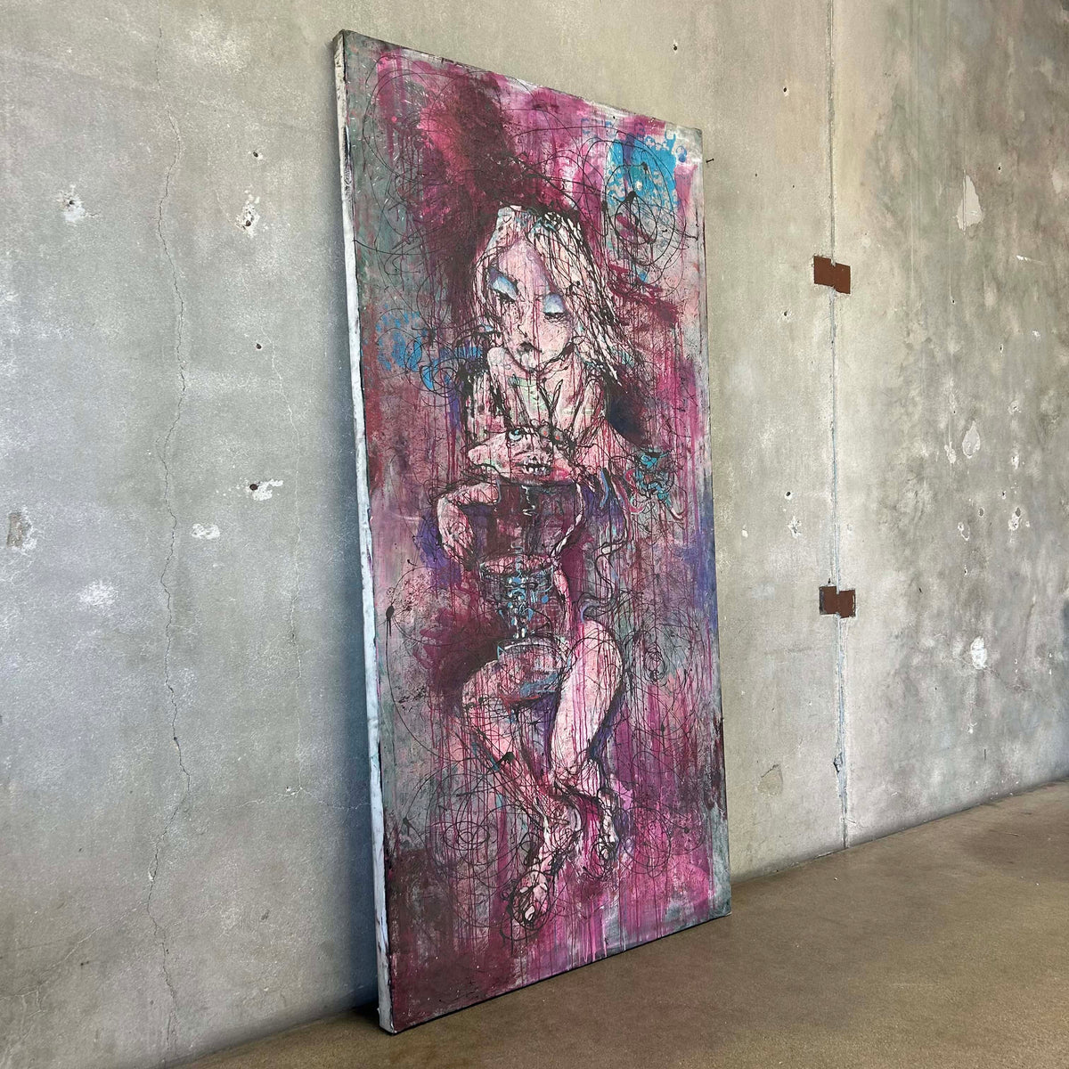 Large Colorful Painting of Woman