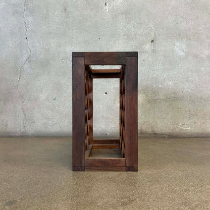 Mid Century Modern Walnut Wine Rack Vermillion Solid Wood 1970's