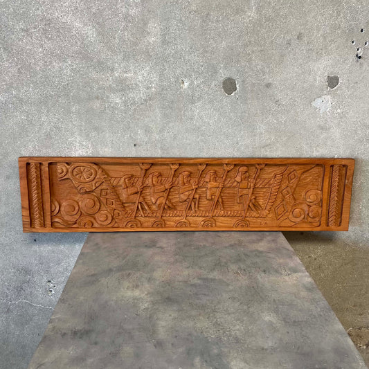 Vintage Mid Century Modern Carved Panel by Evelyn Ackerman