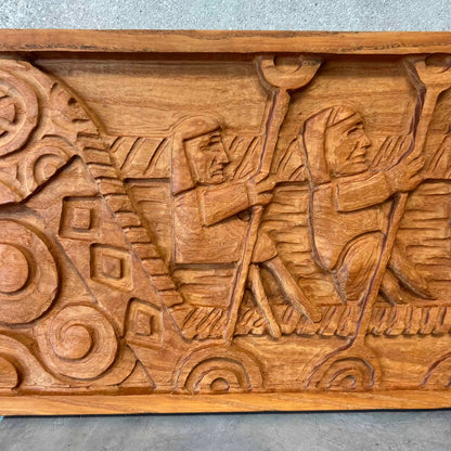 Vintage Mid Century Modern Carved Panel by Evelyn Ackerman