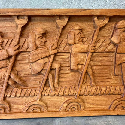 Vintage Mid Century Modern Carved Panel by Evelyn Ackerman