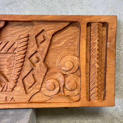 Vintage Mid Century Modern Carved Panel by Evelyn Ackerman