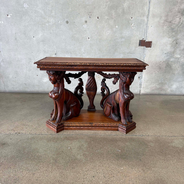 Vintage Carved Mahogany Console Table