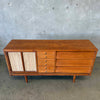 Late 60's Diton Credenza With Rattan Inlay Panels