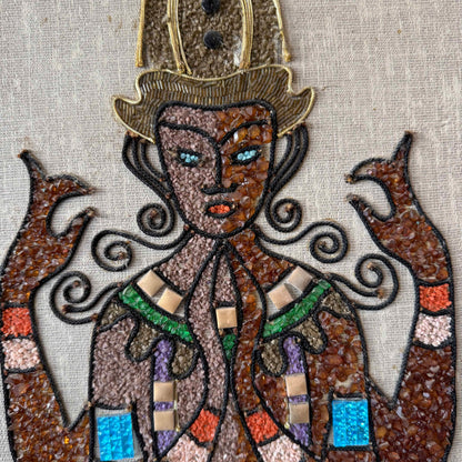 60's Buddha And Shiva Mosaic And Gravel Wall Plaques