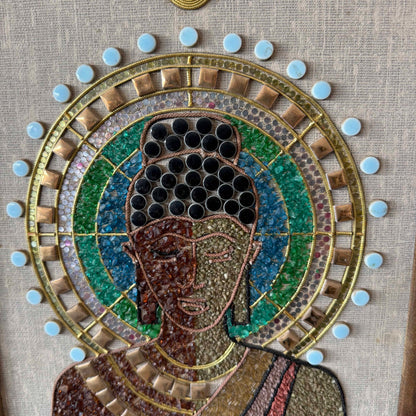 60's Buddha And Shiva Mosaic And Gravel Wall Plaques