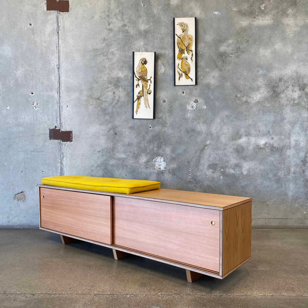 Vinyl Storage Bench With Sliding Doors Hand Built in LB by Pete Deeble Furniture