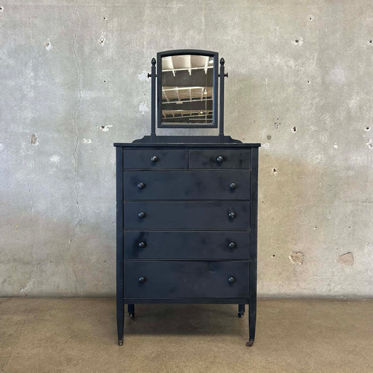 1940s Simmons Steel Highboy Dresser w/ Mirror