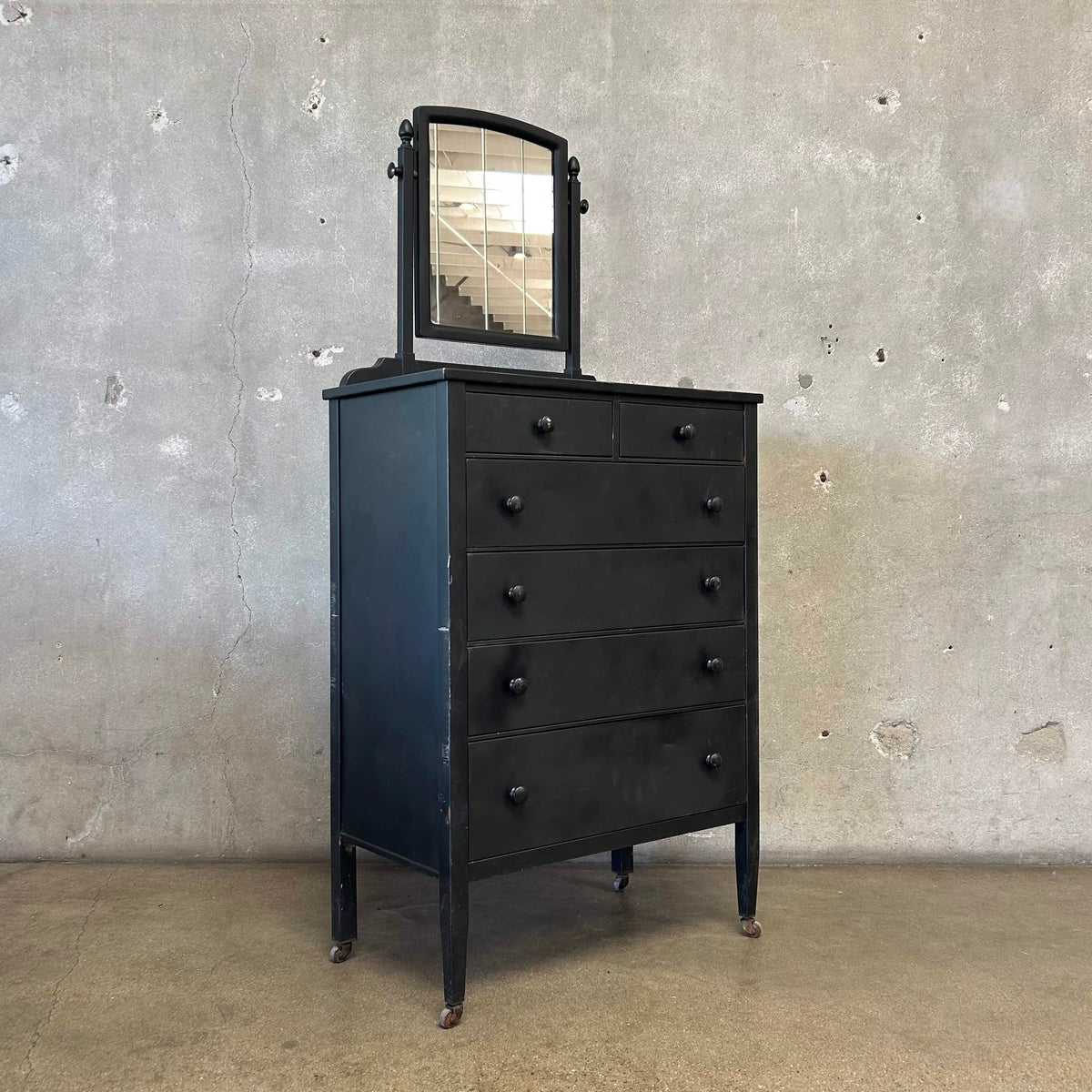 1940s Simmons Steel Highboy Dresser w/ Mirror