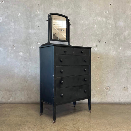 1940s Simmons Steel Highboy Dresser w/ Mirror