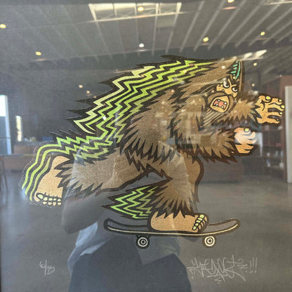 Big Foot on Skateboard Foil Lithograph - Signed 6/25