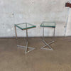 Pair of Chrome & Glass Post Modern End Tables