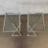 Pair of Chrome & Glass Post Modern End Tables