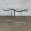 Pair of Chrome & Glass Post Modern End Tables