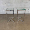 Pair of Chrome & Glass Post Modern End Tables