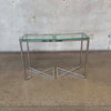 Pair of Chrome & Glass Post Modern End Tables