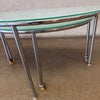 Post Modern Chrome & Frosted Glass Swivel/Nesting Coffee Table 1980s