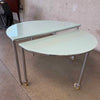 Post Modern Chrome & Frosted Glass Swivel/Nesting Coffee Table 1980s