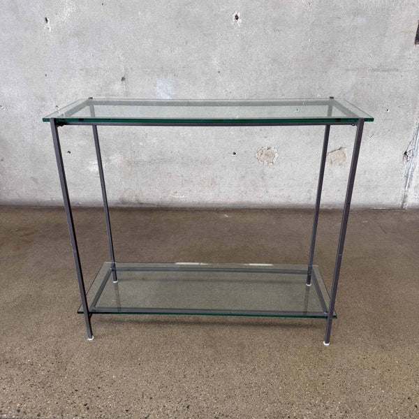 Late 1980-90s Minimalist Welded Steel & Glass Console Table