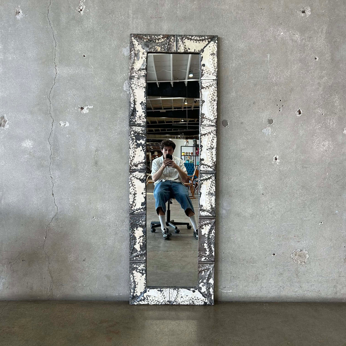 Custom Mirror Frame Made From 1800s Tin Ceiling Tiles