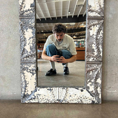 Custom Mirror Frame Made From 1800s Tin Ceiling Tiles
