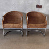 Vintage 1950s Pair of Chrome & Wicker Chairs by Harvey Probber