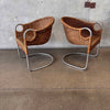 Vintage 1950s Pair of Chrome & Wicker Chairs by Harvey Probber