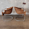 Vintage 1950s Pair of Chrome & Wicker Chairs by Harvey Probber
