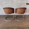 Vintage 1950s Pair of Chrome & Wicker Chairs by Harvey Probber
