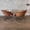 Vintage 1950s Pair of Chrome & Wicker Chairs by Harvey Probber