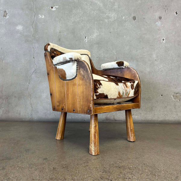 Coronado Furniture 1930's Barrel Chair w/Cowhide Cushions