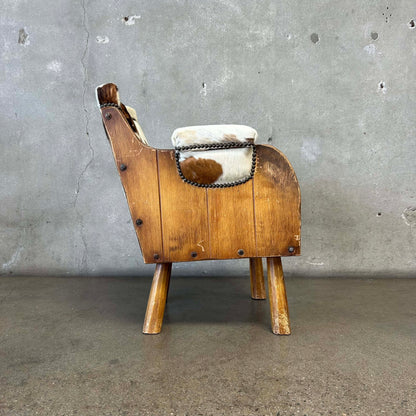 Coronado Furniture 1930's Barrel Chair w/Cowhide Cushions