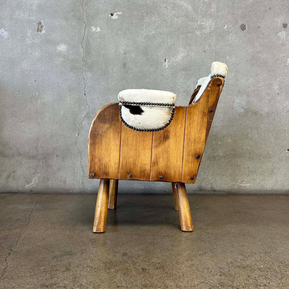 Coronado Furniture 1930's Barrel Chair w/Cowhide Cushions