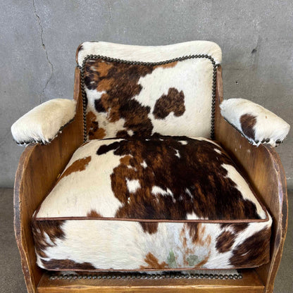 Coronado Furniture 1930's Barrel Chair w/Cowhide Cushions