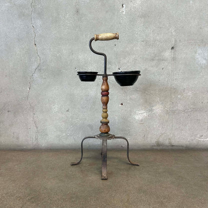 Monterey Furniture Vintage 1930's Smoking Stand w/Black Bauer Bowls