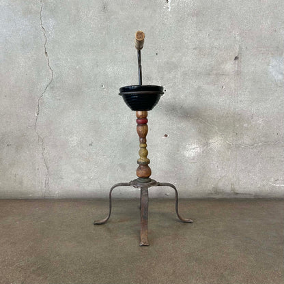 Monterey Furniture Vintage 1930's Smoking Stand w/Black Bauer Bowls