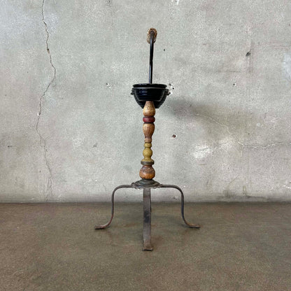 Monterey Furniture Vintage 1930's Smoking Stand w/Black Bauer Bowls