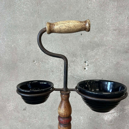 Monterey Furniture Vintage 1930's Smoking Stand w/Black Bauer Bowls