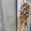 Mid Century Modern Oil Painting Yellow and White Flowers on Wood