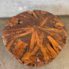 Mid Century Teak Root Round Glass Top Coffee Table
