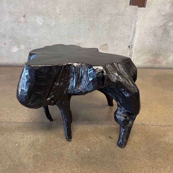 1970's Black Lacquered Burlwood Root Coffee Table
