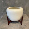 Case Study Ceramics White Planter w/ Wood Stand #1