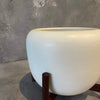 Case Study Ceramics White Planter w/ Wood Stand #2