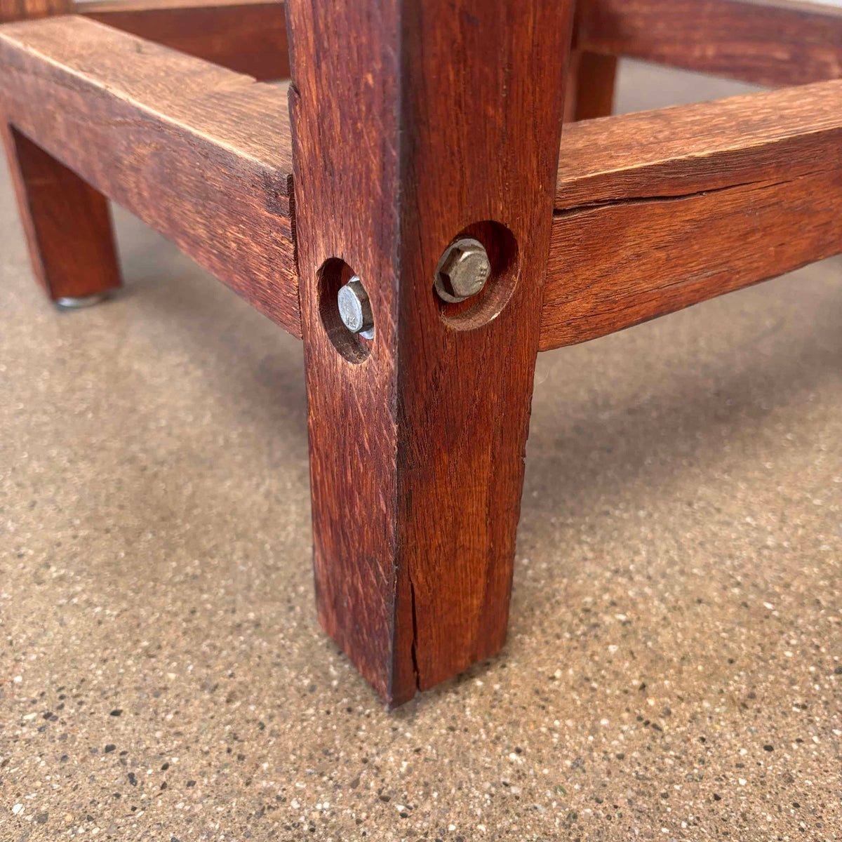 Vintage Constructivist Solid Oak Stool With Removeable Seat & Back