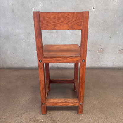 Vintage Constructivist Solid Oak Stool With Removeable Seat & Back
