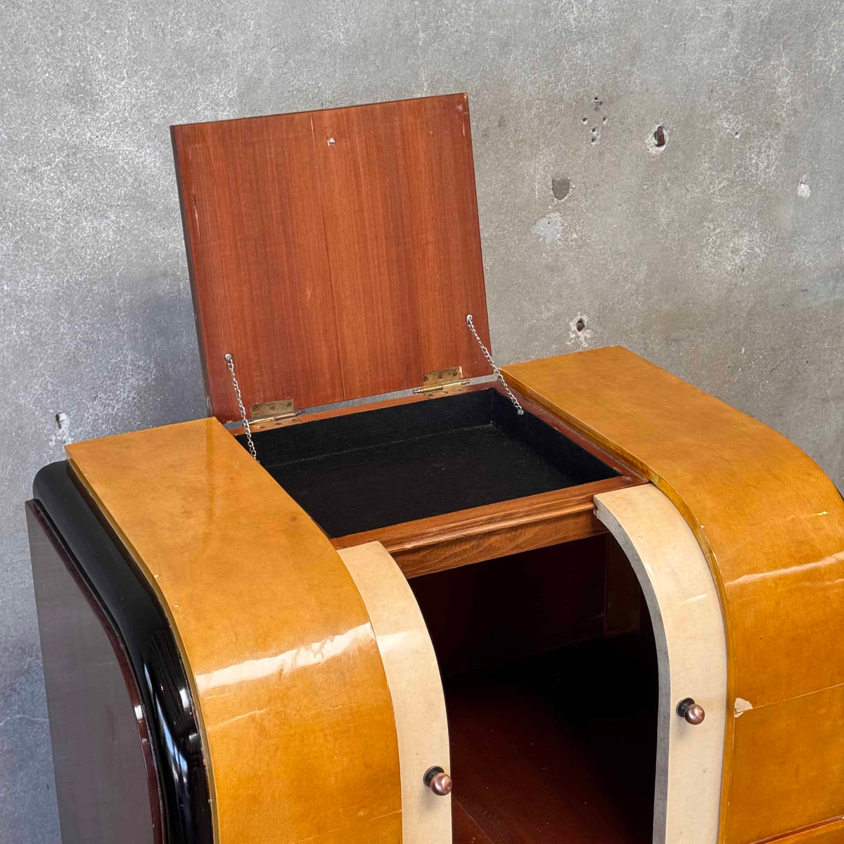 Art Deco Dry Bar With Three Storage Compartments