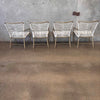 Set of Four White Cord Contemporary Arm Chairs - Aluminum w/ Gold Pipping